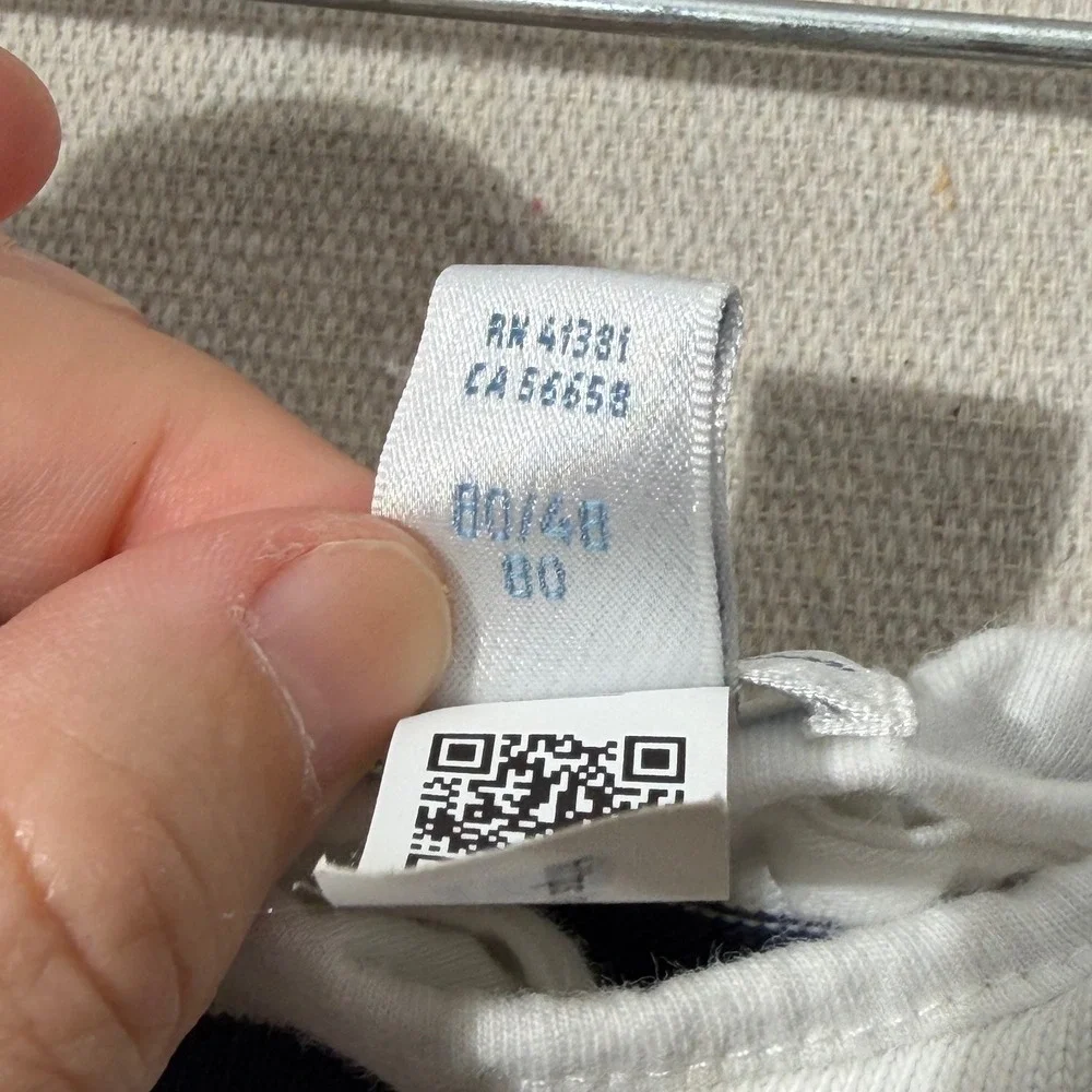 Ralph Lauren Dress Kids 12M White Navy Blue Nautical Peplum Striped Long Sleeve